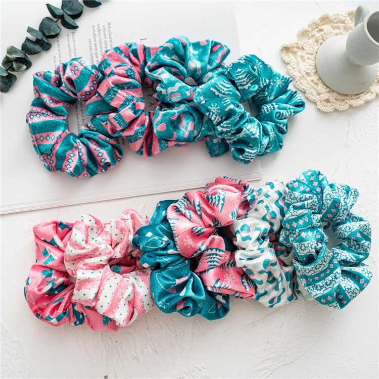 Wholesale 12pcs Light Green Christmas Flannel Hairbands Hair Scrunchies ACC-HS-SanTai016