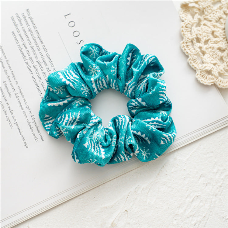 Wholesale 12pcs Light Green Christmas Flannel Hairbands Hair Scrunchies ACC-HS-SanTai016