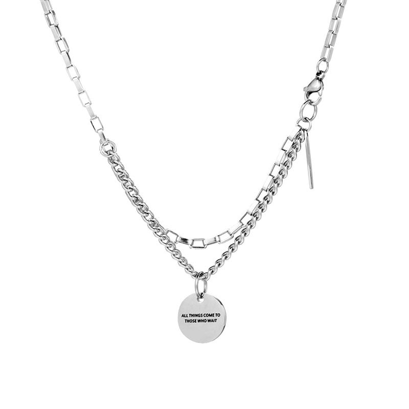 Wholesale Spliced double Layer Titanium Steel Round Necklaces ACC-NE-Yixin008