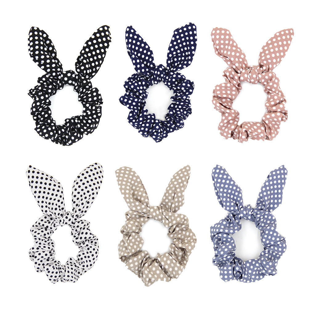 Wholesale Small wave dot knot rabbit ears hair ring Korean women' s head rope hair band