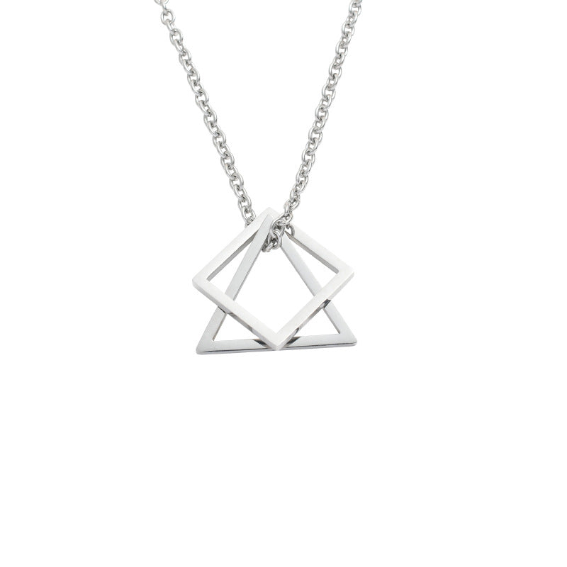Wholesale  Irregular Triangle Square Combination Pendant Titanium Steel  Necklace