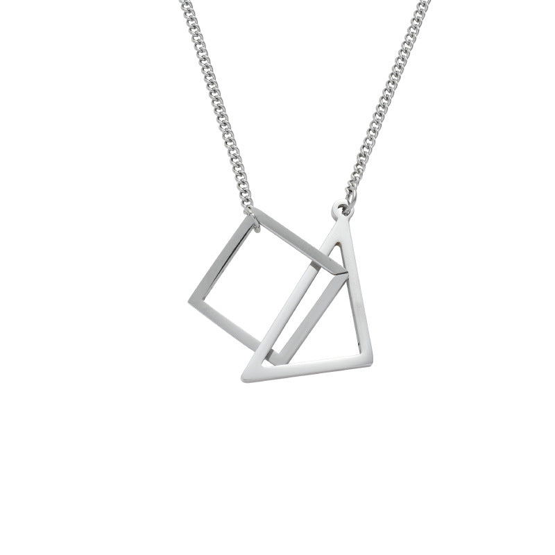 Wholesale  Irregular Triangle Square Combination Pendant Titanium Steel  Necklace
