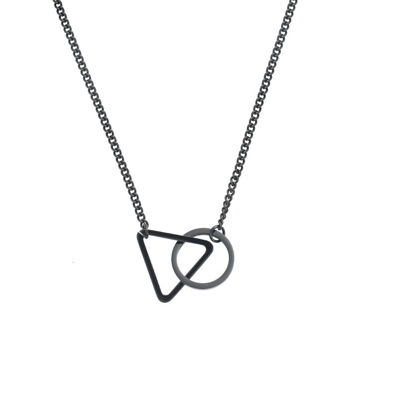 Wholesale  Irregular Triangle Square Combination Pendant Titanium Steel  Necklace