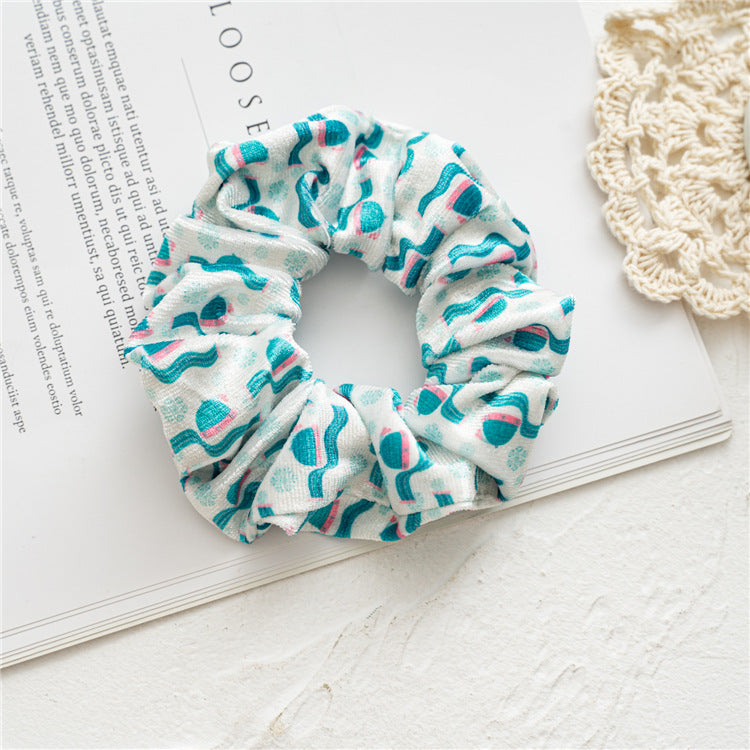 Wholesale 12pcs Light Green Christmas Flannel Hairbands Hair Scrunchies ACC-HS-SanTai016