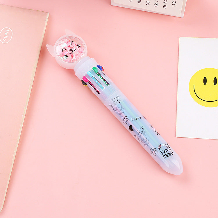 Wholesale Cute Rabbit Cat Ten Color Ballpoint Pen