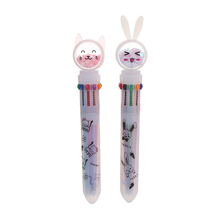Wholesale Cute Rabbit Cat Ten Color Ballpoint Pen