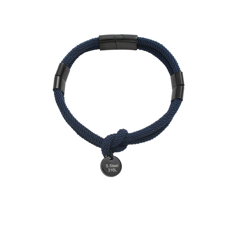 Bracciale semplice all'ingrosso in acciaio inossidabile doppio metallo intrecciato fresco