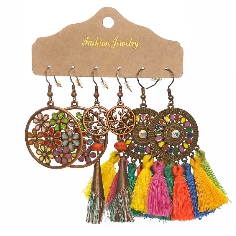 Wholesale Ethnic Bohemian Tassel Earrings Set ACC-ES-HanH016