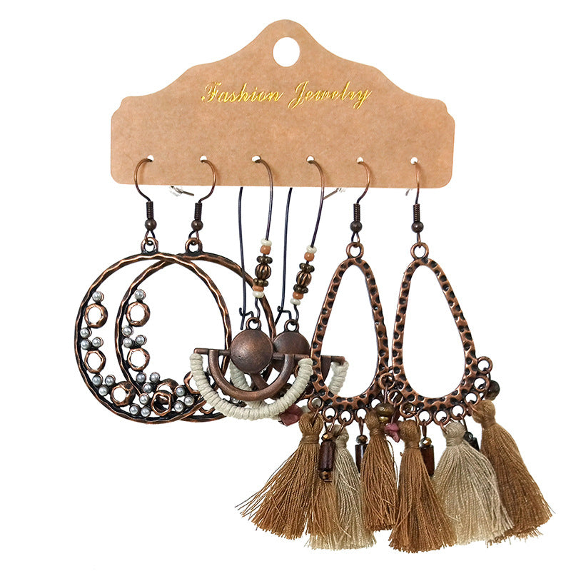 Wholesale Ethnic Bohemian Tassel Earrings Set ACC-ES-HanH016