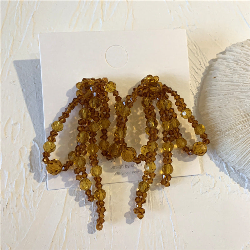 Wholesale Handmade Beaded Woven Crystal Bowknot Metal Earrings ACC-ES-ZongMei002