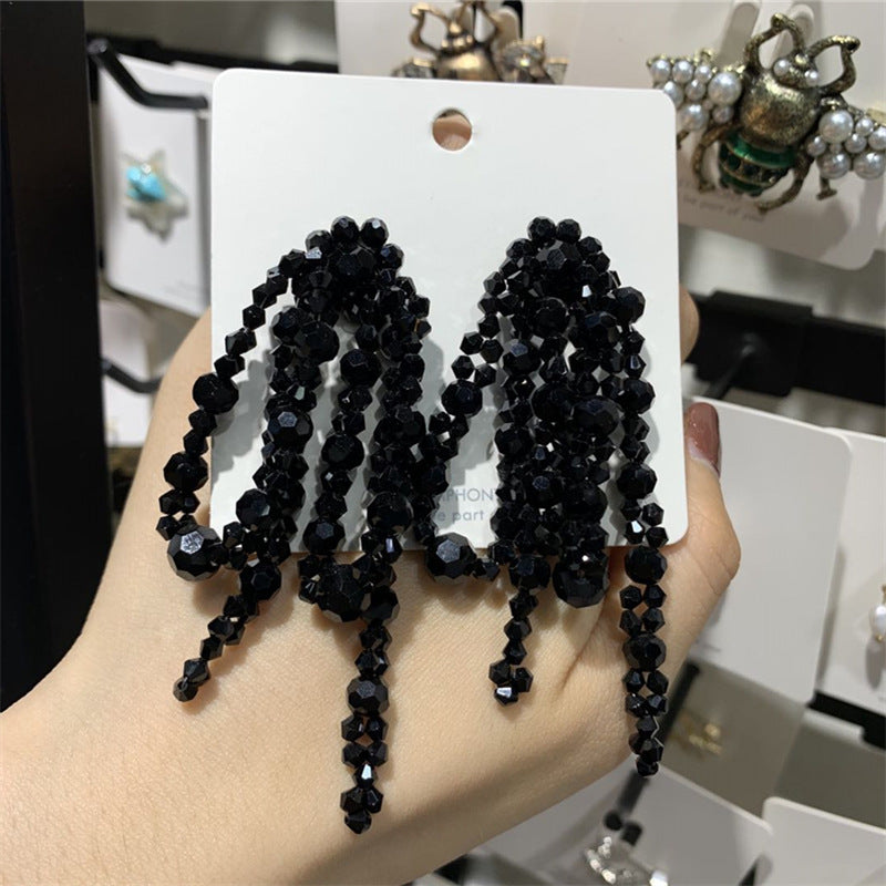 Wholesale Handmade Beaded Woven Crystal Bowknot Metal Earrings ACC-ES-ZongMei002