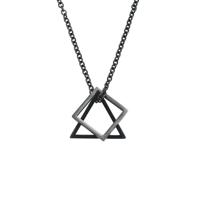 Wholesale  Irregular Triangle Square Combination Pendant Titanium Steel  Necklace