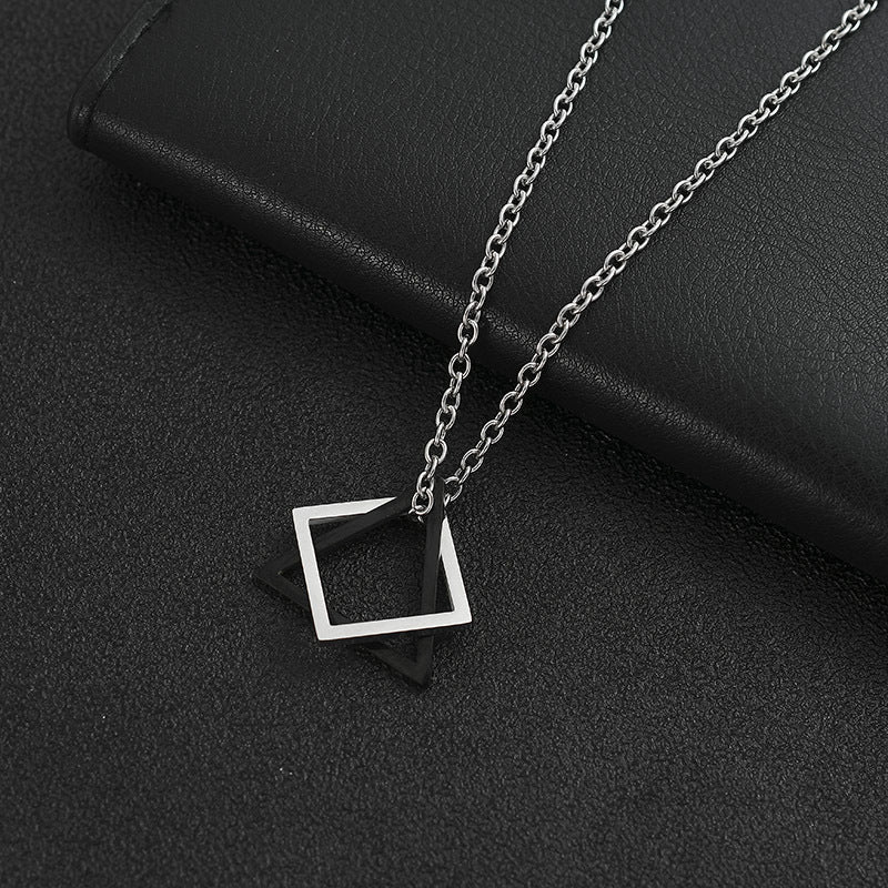 Wholesale  Irregular Triangle Square Combination Pendant Titanium Steel  Necklace