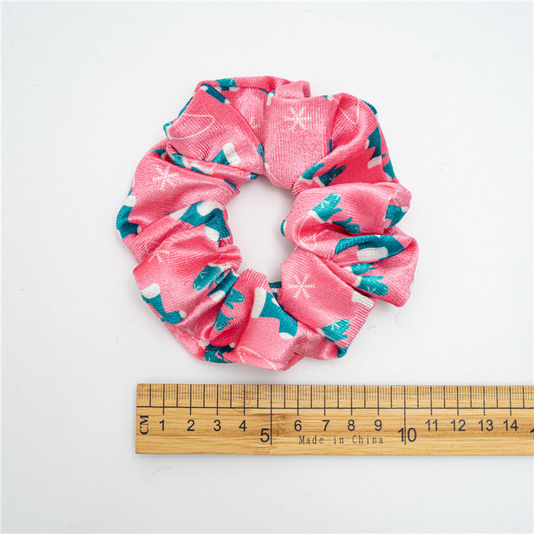 Wholesale 12pcs Light Green Christmas Flannel Hairbands Hair Scrunchies ACC-HS-SanTai016