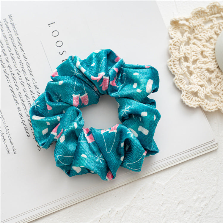 Wholesale 12pcs Light Green Christmas Flannel Hairbands Hair Scrunchies ACC-HS-SanTai016