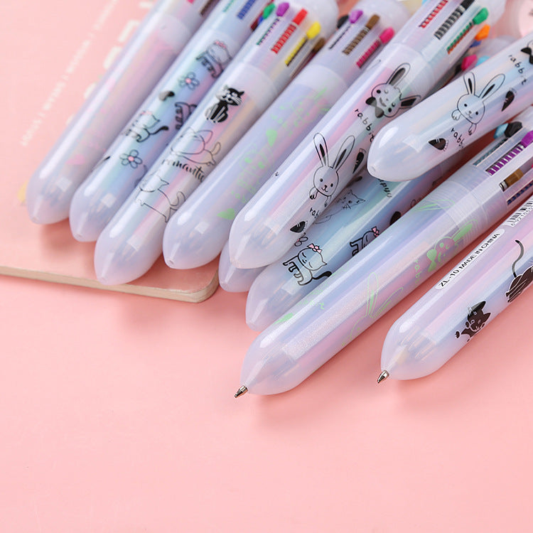 Wholesale Cute Rabbit Cat Ten Color Ballpoint Pen