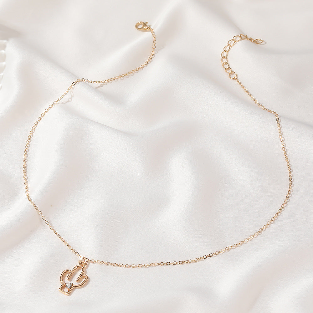 Wholesale Cactus Necklace Creative Plant Pendant Clavicle Chain Choker Necklace ACC-NE-meih002