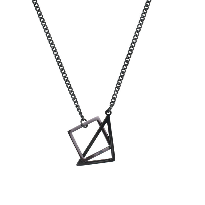 Wholesale  Irregular Triangle Square Combination Pendant Titanium Steel  Necklace