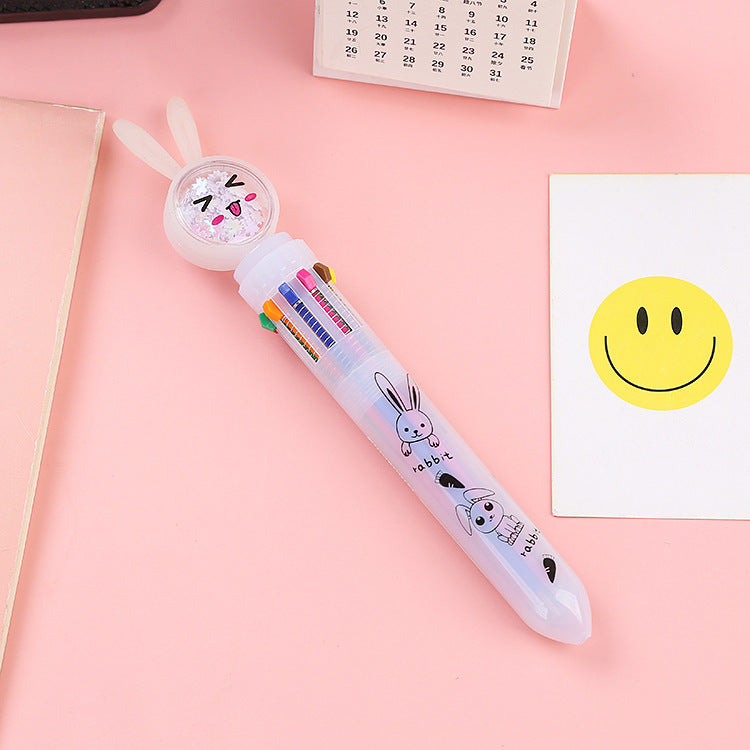 Wholesale Cute Rabbit Cat Ten Color Ballpoint Pen