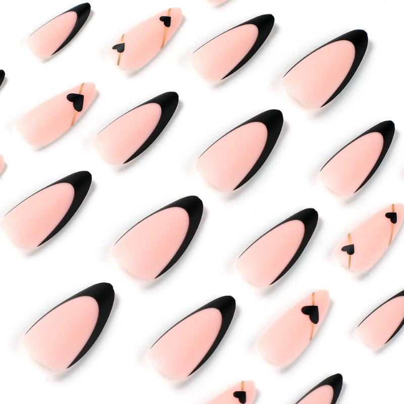 Wholesale 24 Pieces/box Black Heart Nails Kits Nail Stickers ACC-NS-LeFan207