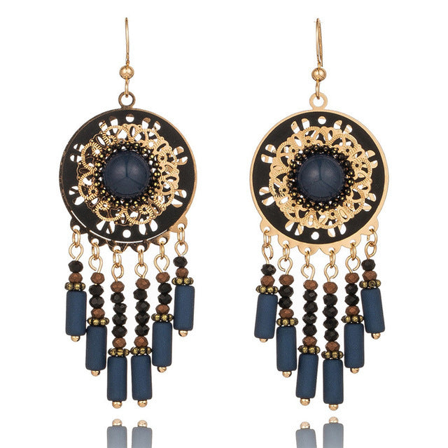 Wholesale Fashion Palace Style Retro Gold Tassel Alloy Earrings Vintage Earrings ACC-ES-HanH017