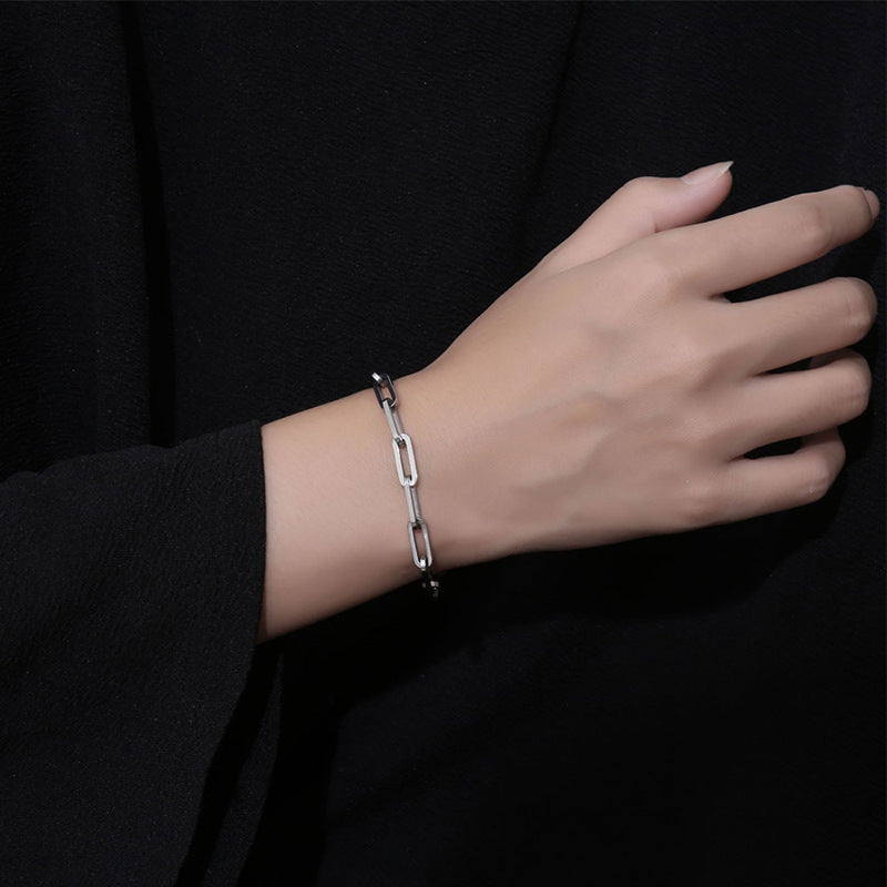 Wholesale Geometric Square Buckle Thick Chain Titanium Steel Bracelets ACC-BT-Yixin005