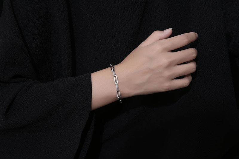 Wholesale Geometric Square Buckle Thick Chain Titanium Steel Bracelets ACC-BT-Yixin005