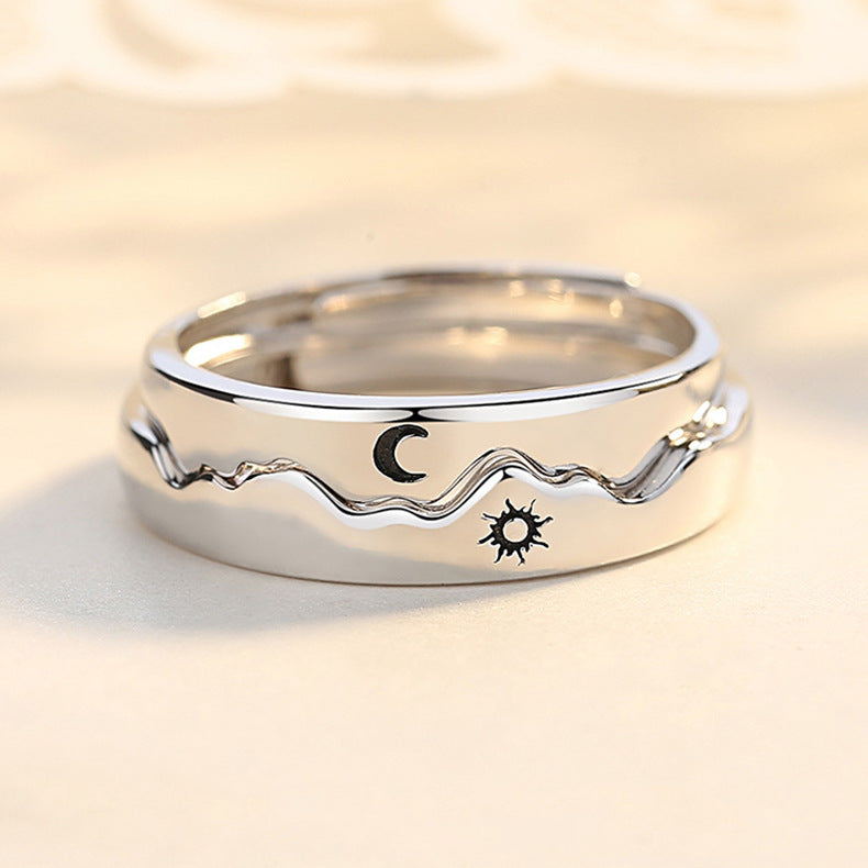 Wholesale s925 Sterling Silver Sun Moon  lover ring