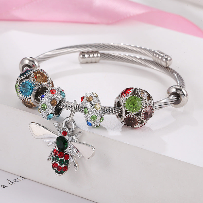 Wholesale Bee Stainless Steel Bracelet Colorful Bee Hand Jewelry ACC-BT-Weiy018