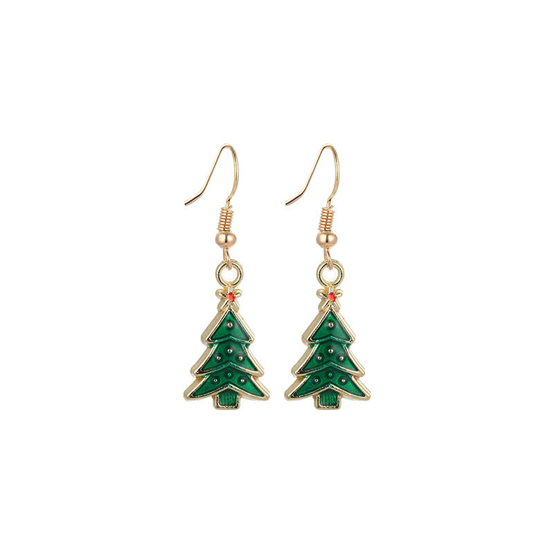 Wholesale Christmas Alloy Oil Drop Christmas Tree Snowflake Earrings ACC-ES-Bingl005