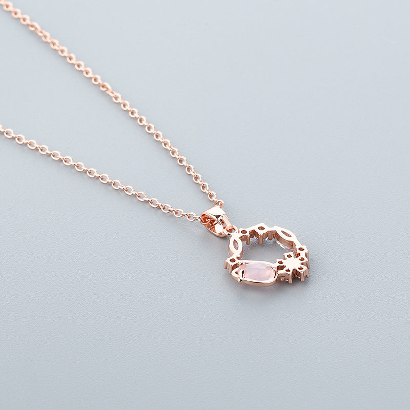 Wholesale Tulip Zircon Necklace Flower Pendant Rose Gold Clavicle Chain