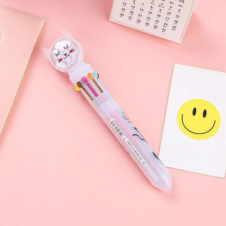 Wholesale Cute Rabbit Cat Ten Color Ballpoint Pen