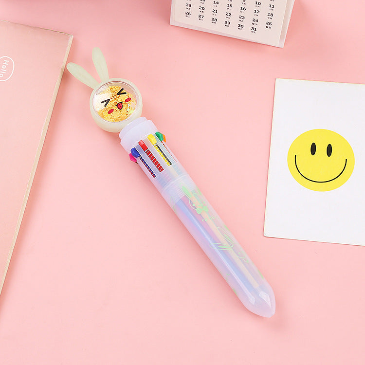 Wholesale Cute Rabbit Cat Ten Color Ballpoint Pen