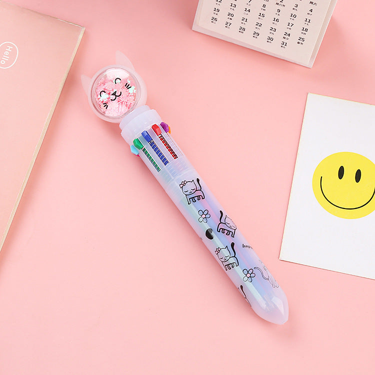 Wholesale Cute Rabbit Cat Ten Color Ballpoint Pen