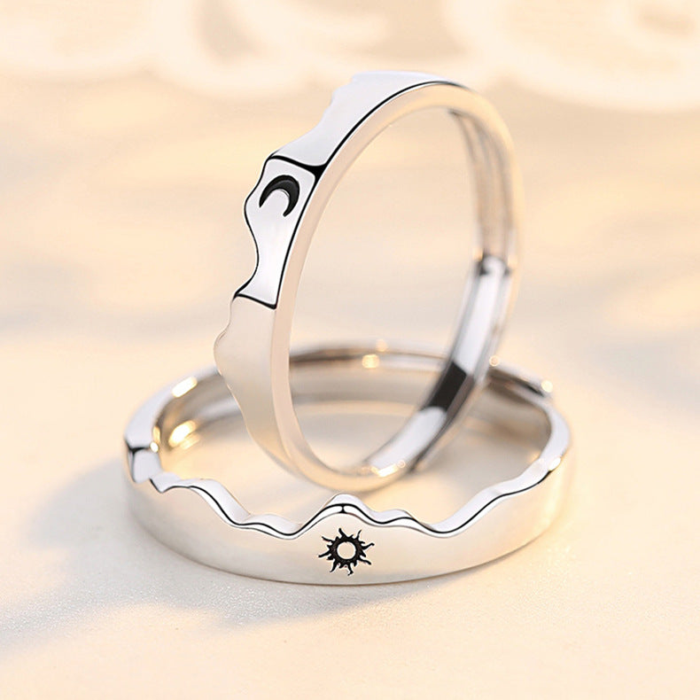 Wholesale s925 Sterling Silver Sun Moon  lover ring