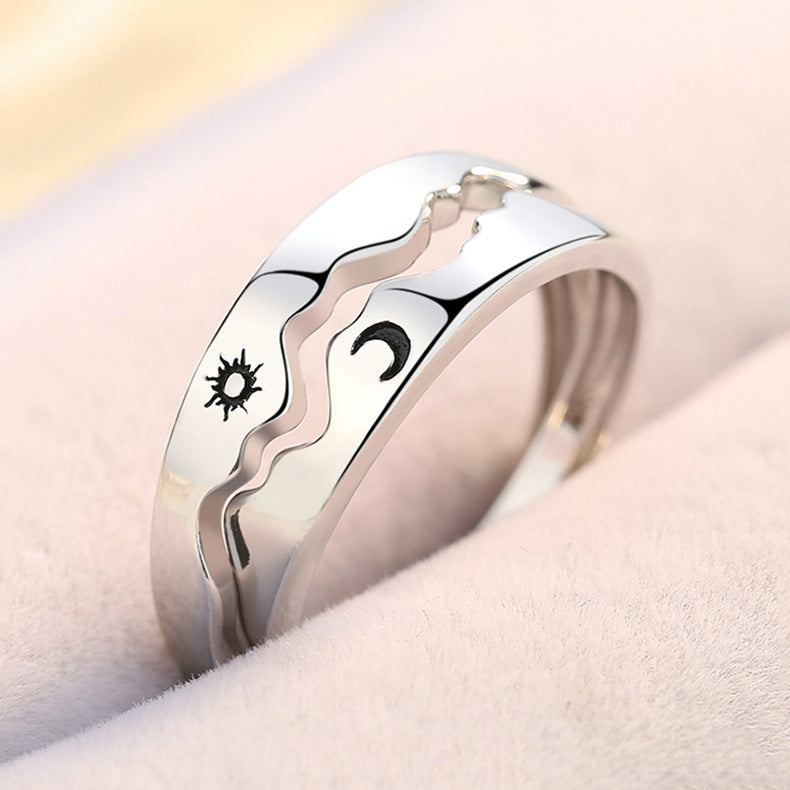 Wholesale s925 Sterling Silver Sun Moon  lover ring