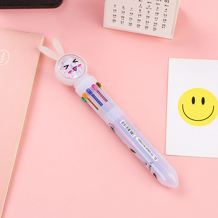 Wholesale Cute Rabbit Cat Ten Color Ballpoint Pen