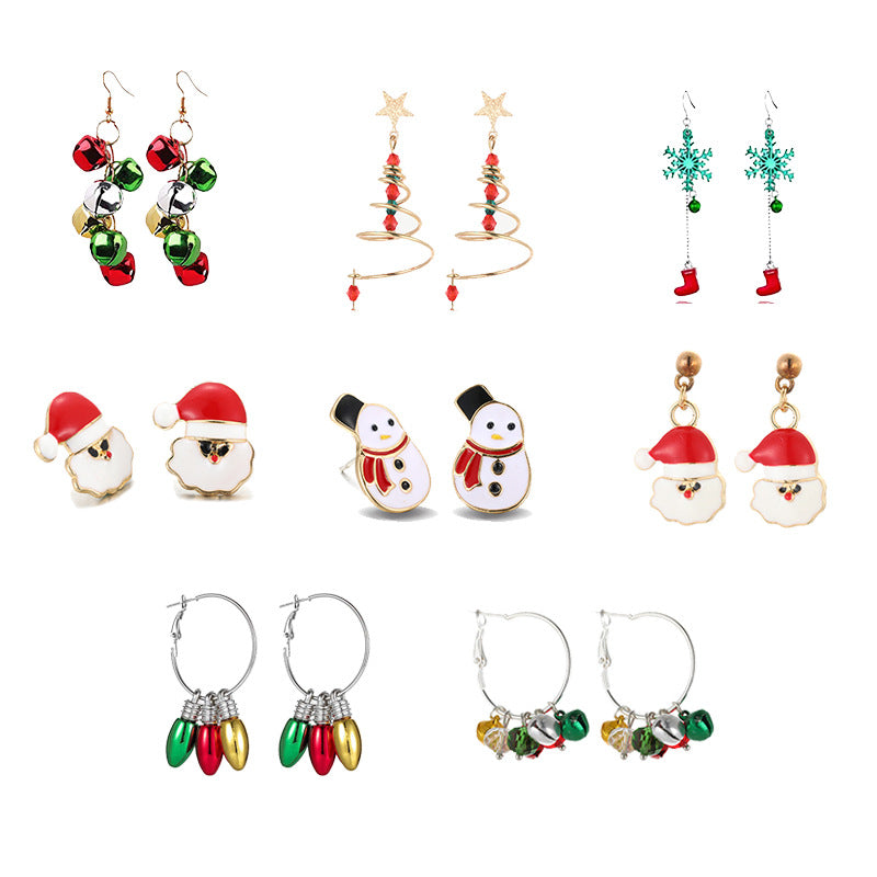 Wholesale Christmas Alloy Oil Drop Christmas Tree Snowflake Earrings ACC-ES-Bingl005