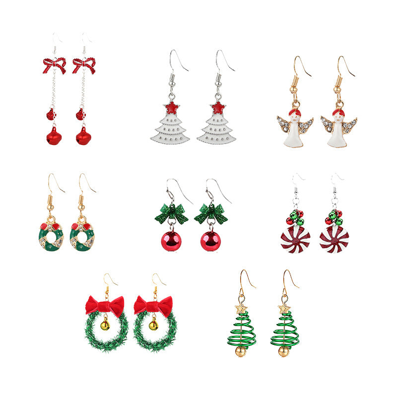 Wholesale Christmas Alloy Oil Drop Christmas Tree Snowflake Earrings ACC-ES-Bingl005