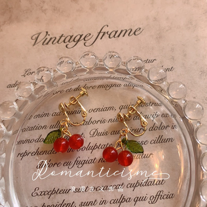 Wholesale Hand-made Red Agate Pure Cherry Earrings