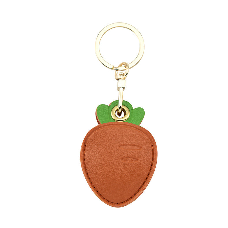 Wholesale Fruit Print Drop Shaped PU Leather Card Holder Keychain Cute Bag Charm Boutique Resale Gift