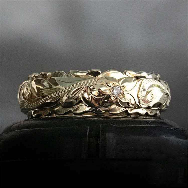 Wholesale  Carved Rose Flower Ring  Vintage Jewelry Tail Ring