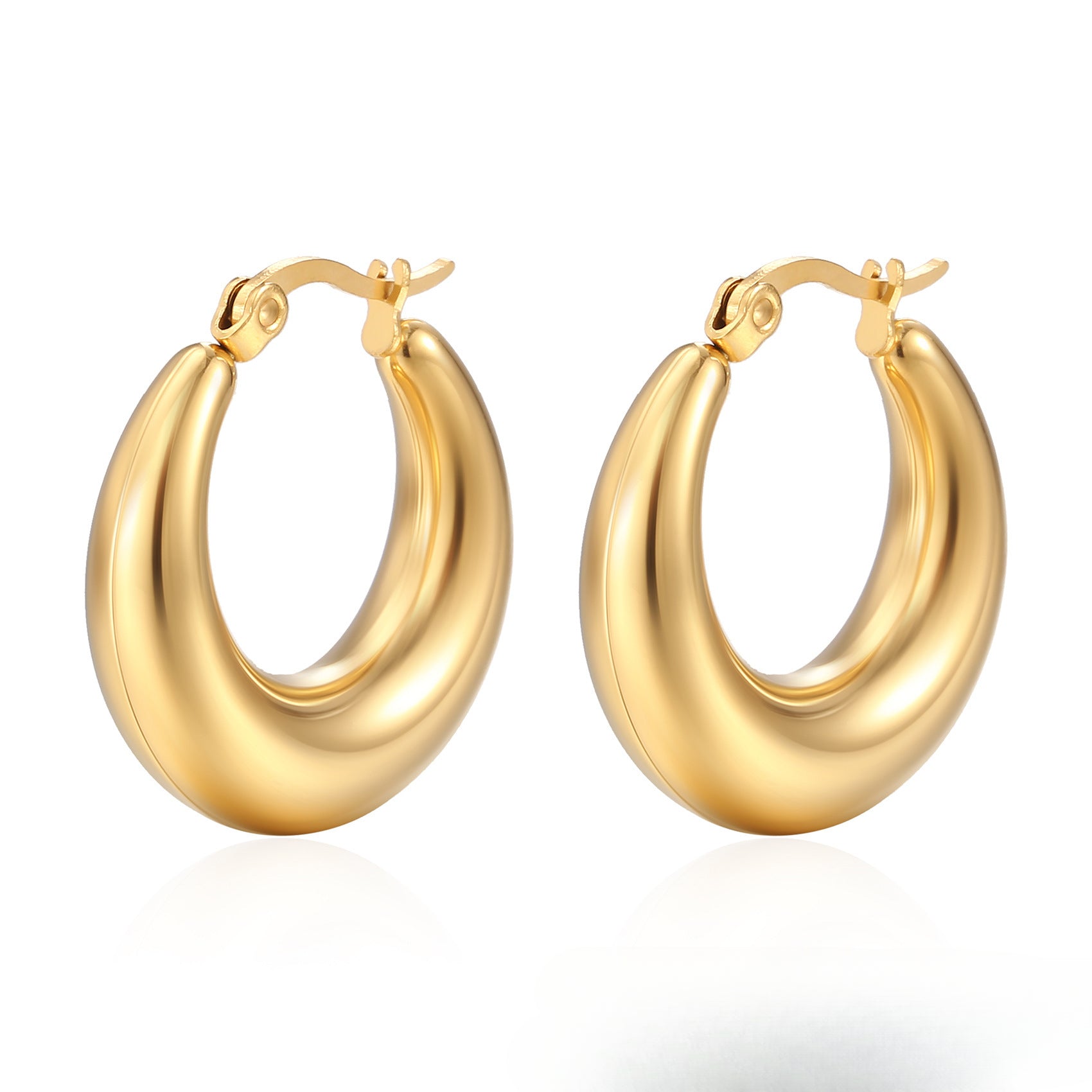 Wholesale 18K Gold Titanium Steel Horn Polished Irregular Earrings ACC-ES-HanLi001