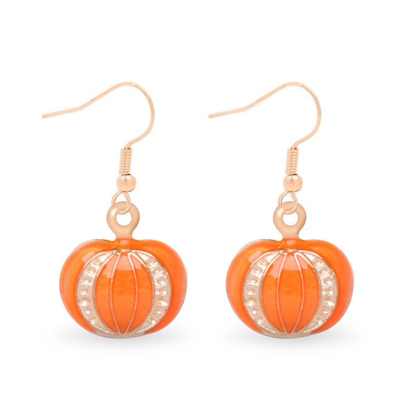Wholesale Cartoon Alloy Oil Drop Thanksgiving Pumpkin Earrings ACC-ES-Bingl001