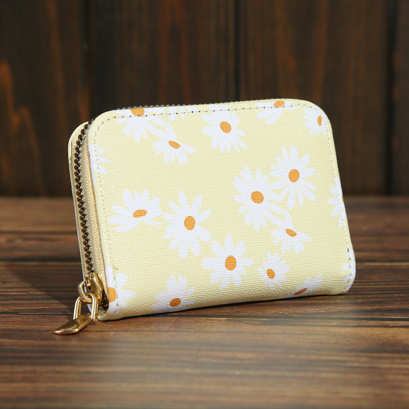Wholesale Trendy Floral Yellow Women S Accordion Card Holder Large Capacity PU Card Case Fashion Accessory For Gift And Resale