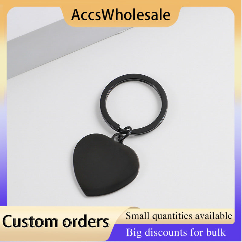 Custom Keychain with Laser Engraved Text or Logo - Multi-color Heart-shaped Metal Keychain