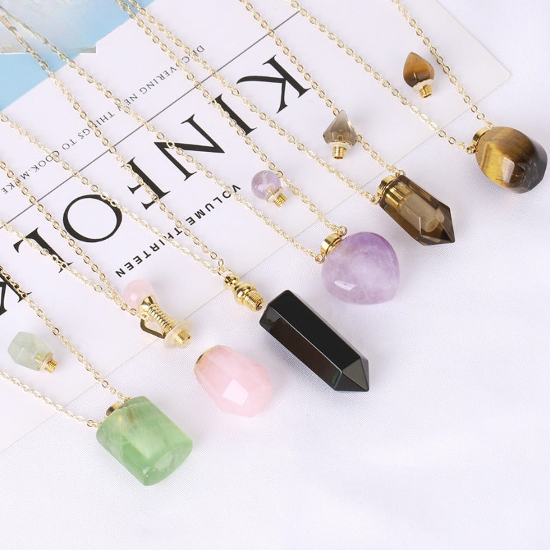 Wholesale Natural Stone Crystal Perfume Bottle Necklace ACC-NE-HuaiShe001