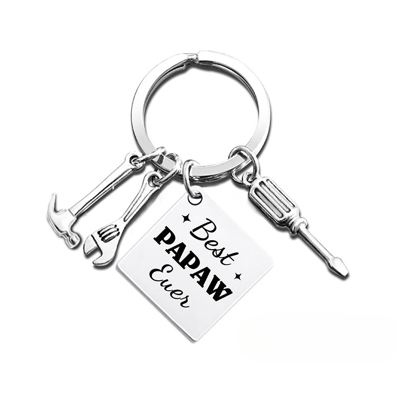 Wholesale Father's Day Hammer Wrench Square Hanging Tag Festival Gift Metal Keychain ACC-KC-Ganggu014