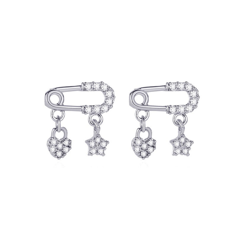 Wholesale Copper Inlaid Zircon Pin Love Star Earrings ACC-ES-QW007