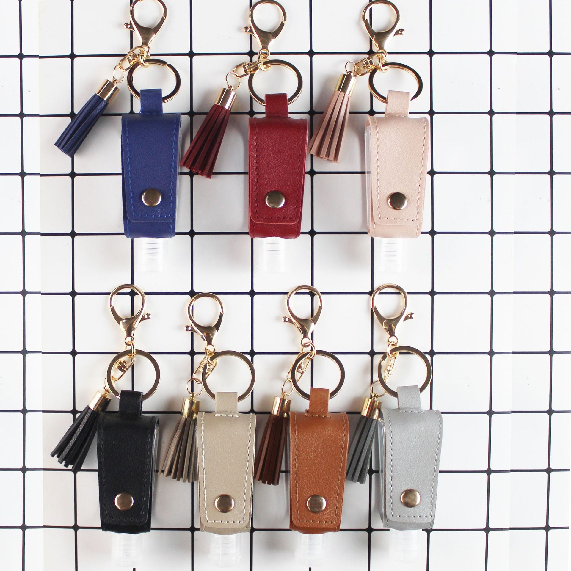 Wholesale PET Hand Sanitizer Bottle Leather Keychain Keychains Accessories Chapstick Holder ACC-KC-YTian019